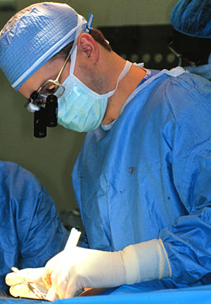 Dr. James Lowe in the operating room.