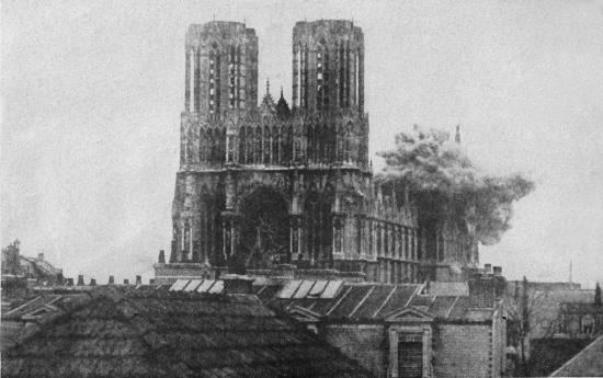 Documentary photo of cathedral bombing.