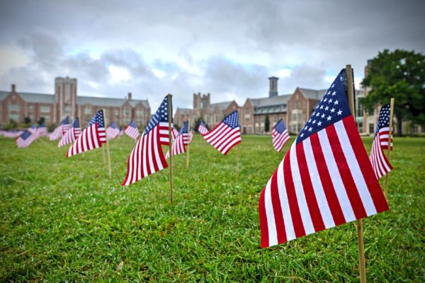 Flags planted in honor of victims of 9/11