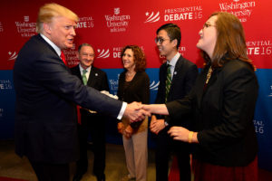 Trump greets campus leaders