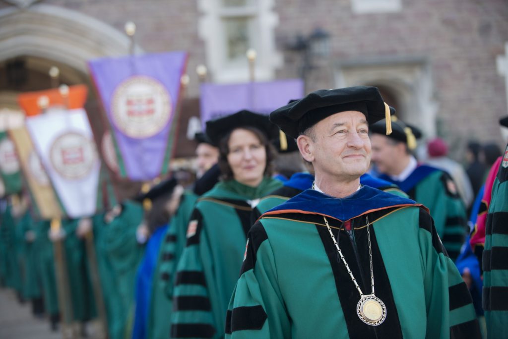 Chancellor Mark S. Wrighton leads the faculty procession at the 2015 December 05, 2015: during the December Recognition Ceremony. Danny Reise/WUSTL Photos