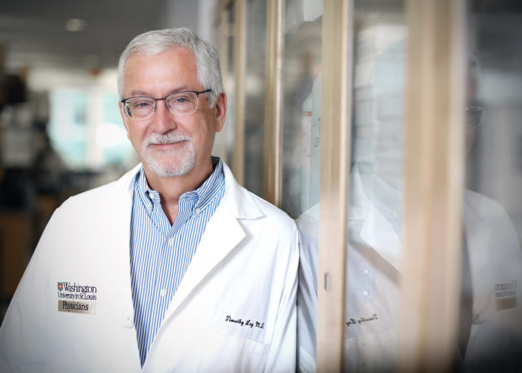 Timothy Ley, MD, the Lewis T. and Rosalind B. Apple Professor of Medicine, is a hematologist, oncologist and cancer biologist. For decades, the Ley lab has used mouse models of acute myeloid leukemia to establish key principles of AML pathogenesis. (Photo: James Byard)