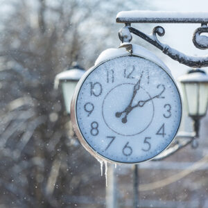 clock in the snow