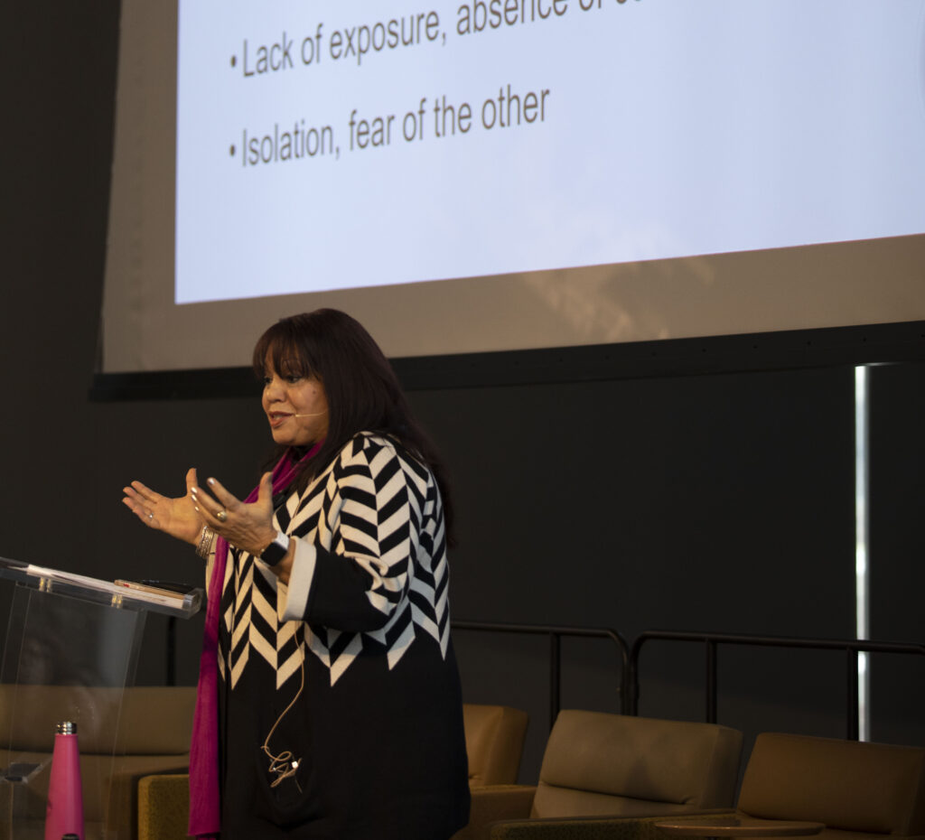 DeCou presented “When You Feel Some Kind of Way”: Tools for Dialoguing Across Differences at the 2019 Day of Discovery in Hillman Hall.