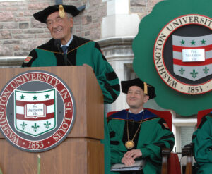 Elie Wiesel visited the university four times during his lifetime. In 2011, the Holocaust survivor, author and Nobel laureate served as Commencement speaker, discussing the power of love, acceptance and grace. (Photo: Joe Angeles)