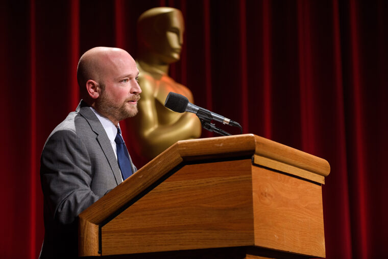 Nicholl Fellow Joey Clarke, Jr. during the Academy of Motion Picture Arts and Sciences’ presentation of its 2018 Academy Nicholl Fellowships Screenwriting Awards & Live Read on November 8, in Beverly Hills.