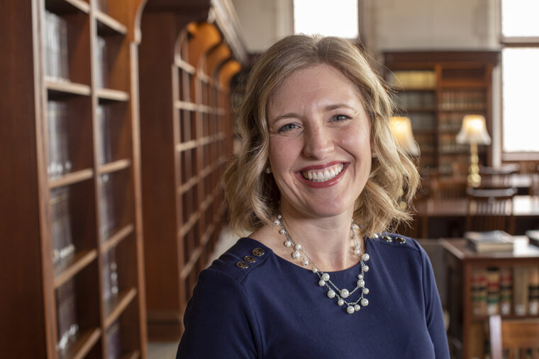 Professor Katie Herbert Meyer in the Law Library at Washington University