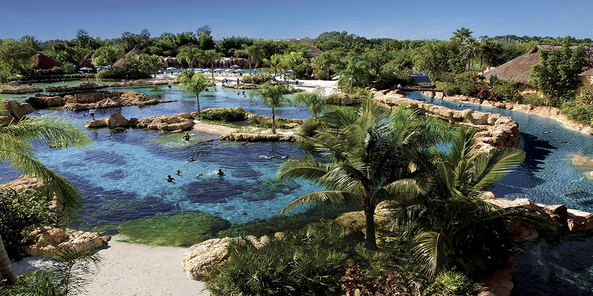 PGAV Destinations designed Discovery Cove, a theme park in Orlando, Florida, owned and operated by SeaWorld Parks & Entertainment.