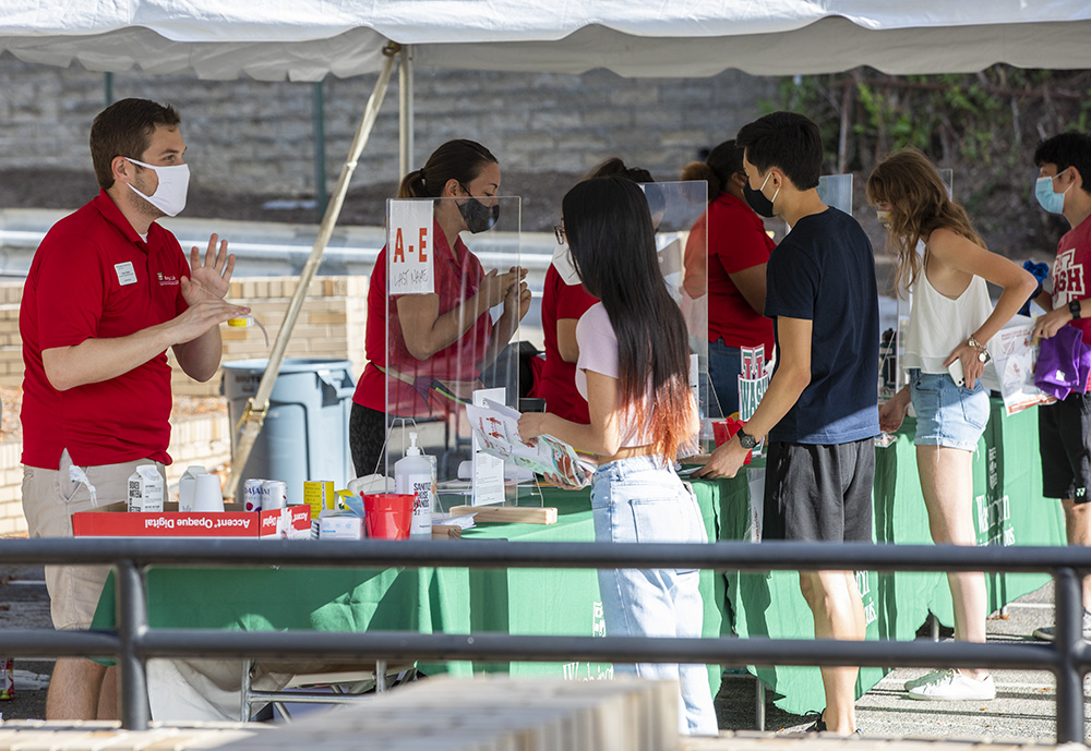 Returning students get tested for COVID-19 at West Campus. (Photo: Joe Angeles/Washington University)