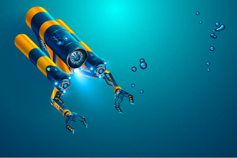 Rendering of an underwater drone