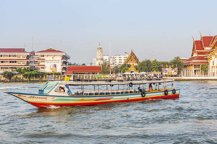 The river Chao Phraya in Bangkok, Thailand, one of the many places students in the Global Urbanism Studio" traveled earlier this year. (Sh The boats belong to Bangkok public transportation system.