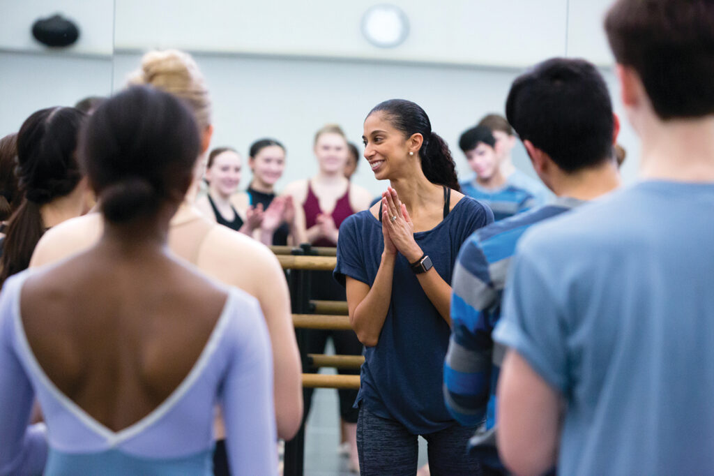 Alicia Graf Mack teaches a ballet class to first-year dancers in December 2018. (Courtesy of The Juilliard School)