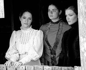 (From left) Judith Lesser portrays Irina, Robin Kacyn plays Olga and Merrie Brackin is Masha in the Performing Arts Department in Arts & Sciences' presentation of *The Three Sisters* Nov. 14-16 and 21-23.