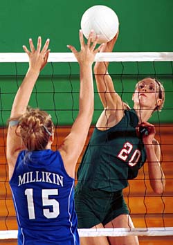 Bears junior outside hitter Colleen Winter leads the Bears with 385 kills this year and was one of seven WUSTL volleyball players named to the All-University Athletic Association Team.