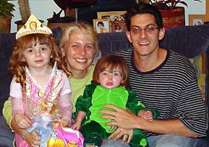 Deanna M. Barch with her family: husband Todd S. Braver, Ph.D., assistant professor of psychology in Arts & Sciences; and their daughters, Rachel (left) and Elizabeth.