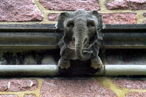 Elephant boss, McMillian Hall tower, west facade