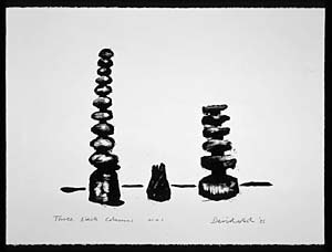 David Nash, *Three Black Columns* (1985), Lithograph