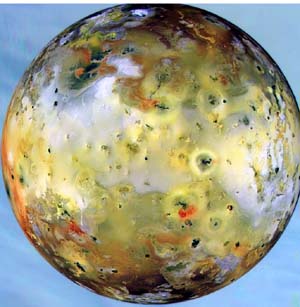 Io, Io, it's the hottest place to go. The satellite of Jupiter is the most volcanically active body, too. How hot is it? WUSTL planetary scientists have shown that Io is so hot its lavas are vaporizing sodium, potassium, silicon and iron gases into its atmosphere.