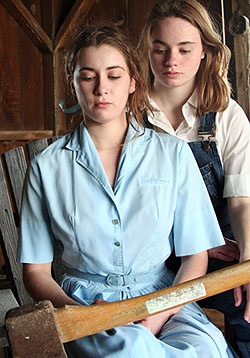 Junior Carolina Reiter (left) and sophomore Elizabeth Birkenmeier in the Performing Arts Department's production of *Violet: A Musical Pilgrimage* in the A.E. Hotchner Studio Theatre.
