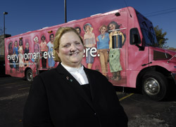 Joanne Knight Breast Health Center manager Susan Kraenzle says Siteman's new mammography van provides a convenient and potentially lifesaving service by offering breast cancer screening in community settings to women who may not otherwise have access to t