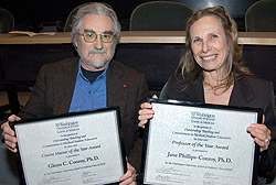 Glenn Conroy and Jane Phillips-Conroy with their most recent awards for outstanding teaching