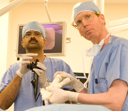 Sreenivasa Jonnalagadda, M.D., and J. Christopher Eagon, M.D., performing the first TOGA procedure in the United States.