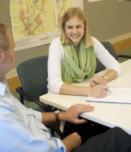 Siebach, who, at 19, became the youngest member of the Phoenix Mars Lander science team, talks to adviser Raymond E. Arvidson, PhD, the James S. McDonnell Distinguished University Professor. “Kirsten is simply terrific, a natural leader, both intellectually and socially. She will be equally outstanding as she pursues graduate studies.”