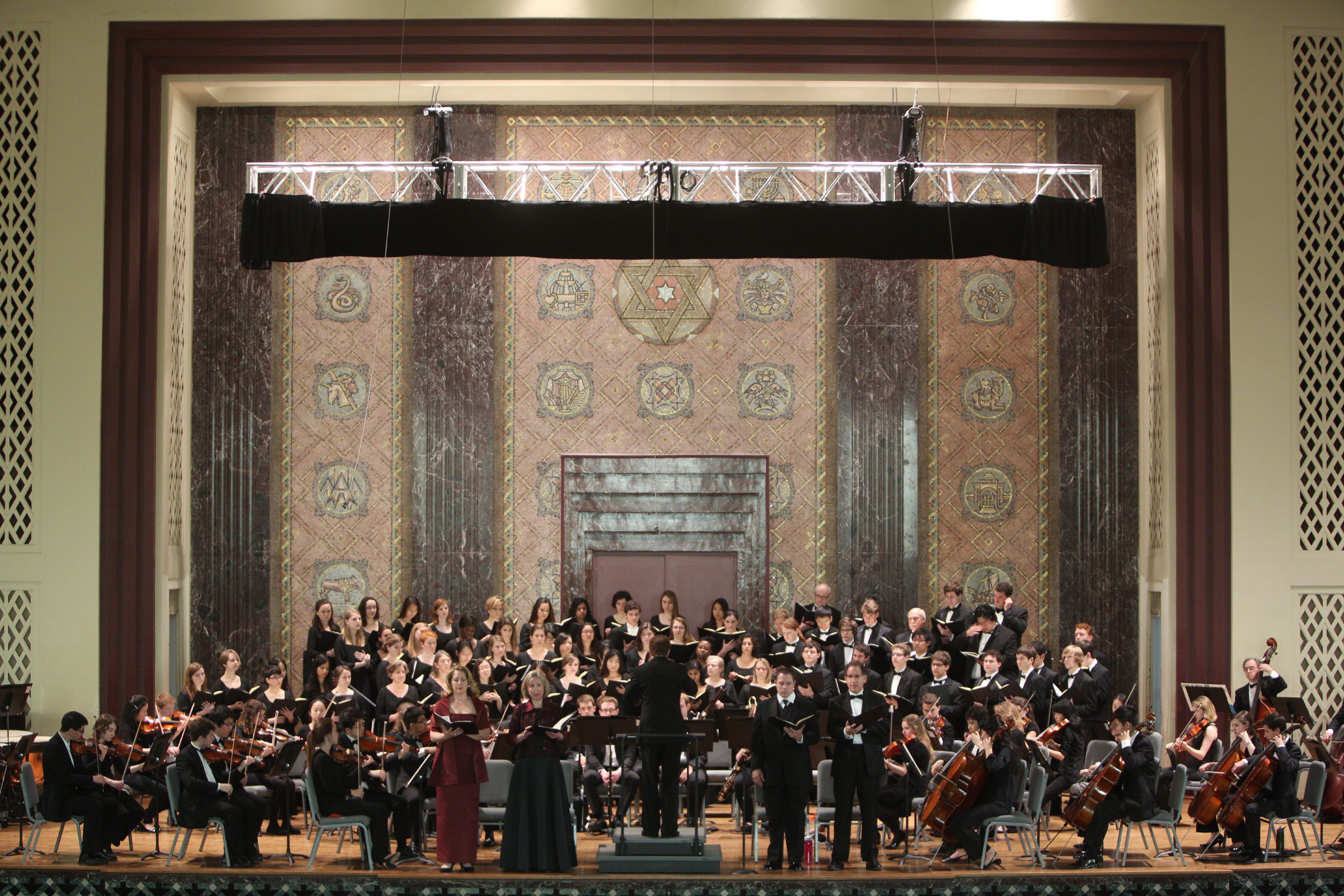 Large group of musicians on stage