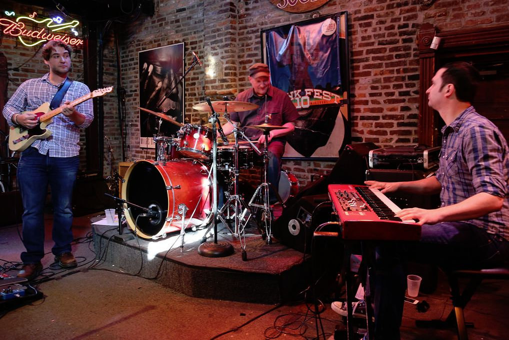 The Liberation Organ Trio. From left to right are guitarist Tim Fischer, drummer Kyle Honeycutt and keyboardist Nathan Jatcko.