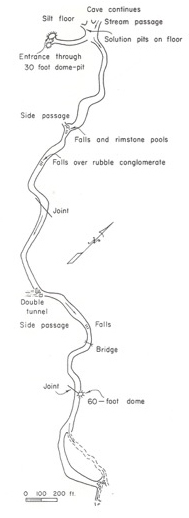 First published map of the cave. “This is pretty typical of maps of that day,” said Addison, “just two parallel lines that roughly represent where the cave goes. And of course everything has openings on the end meaning those passages continue on.” 