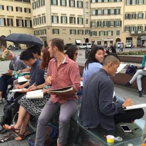 students drawing in Florence
