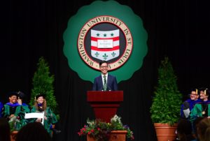 Student Union President Kenneth Sng speaks during Convocation on Thursday, Aug. 26, 2016. James Byard/WUSTL Photos
