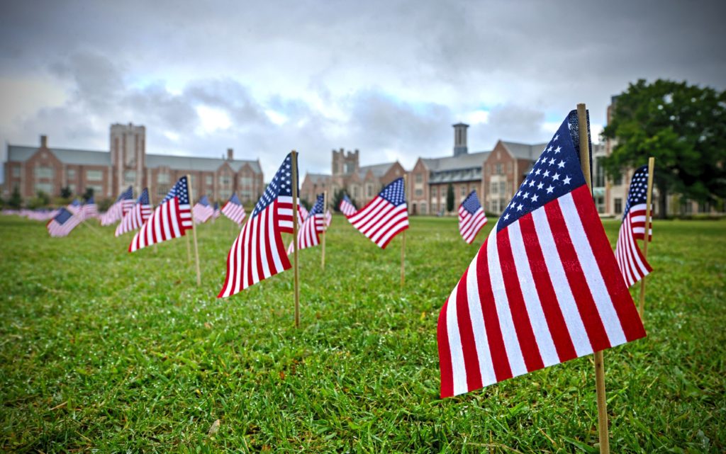 09.11.14 - 2977 American flags in memory of each life lost on September 11, 2001 on Mudd Field. James Byard / WUSTL Photos