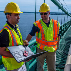 sensor installation at the Mackinac bridge