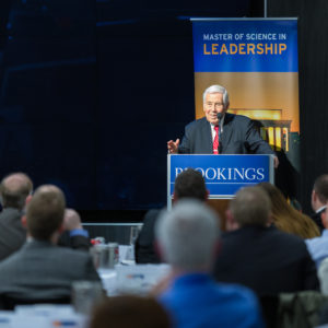 Former Senate Foreign Relations Committee Chairman Richard Lugar speaks to participants in the Global Challenges program. (Courtesy photo)
