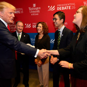 Trump greets campus leaders