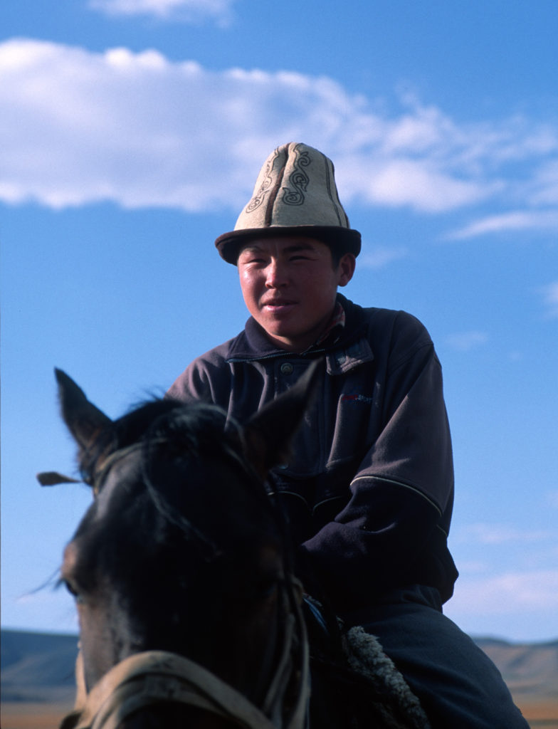 Modern nomadic herder in Kyrgyzistan. Photo by Michael Frachetti.
