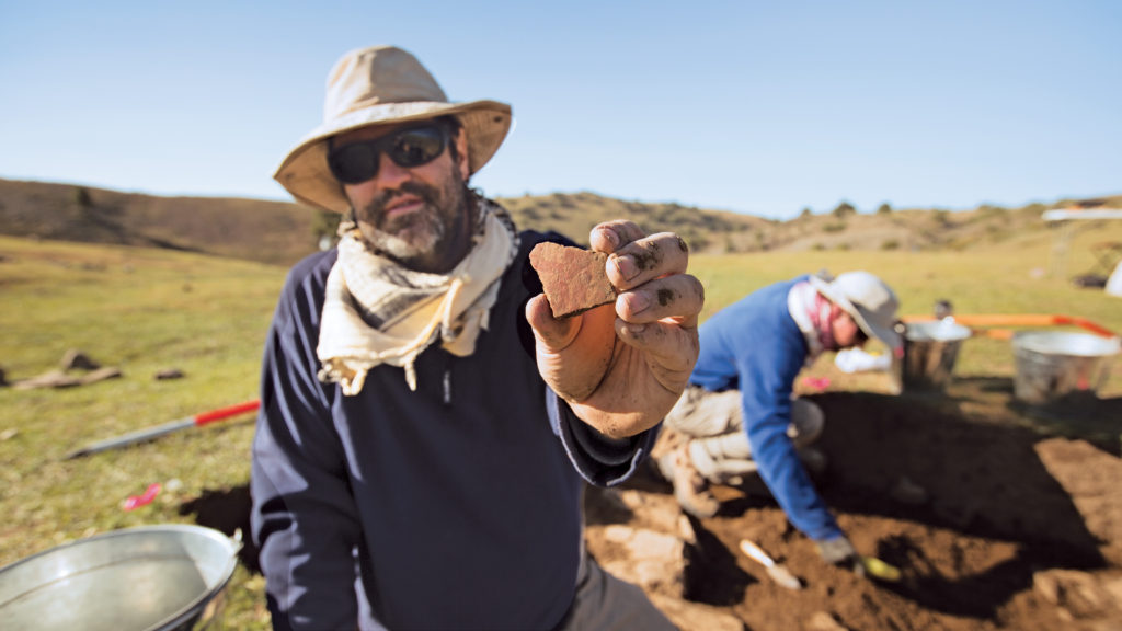 Michael Frachetti is an expert in Bronze Age ­nomadic pastoralists. Finding a large urban settlement at such a high elevation was ­surprising. His research team is trying to determine who these settlers were and why they built a city so high in the mountains. (Photo: Thomas Malkowicz)