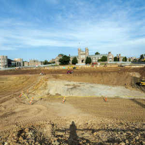 Brookings behind construction zone dirt
