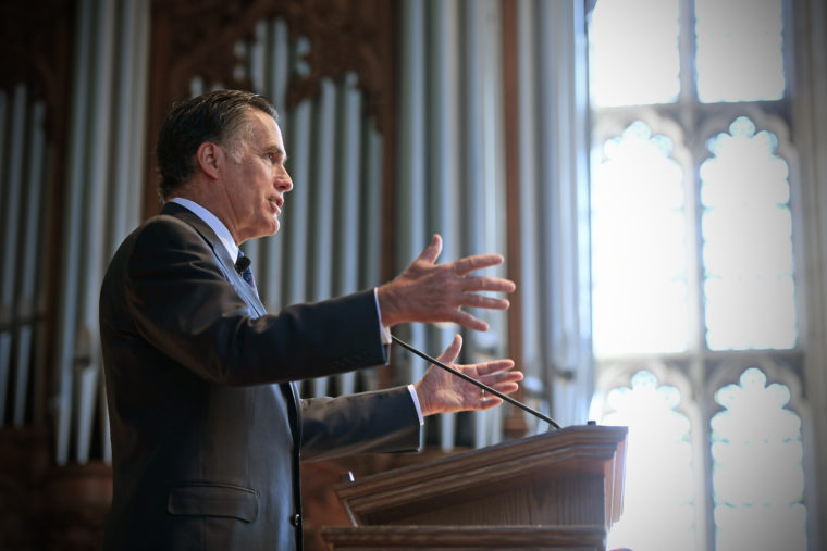 Mitt Romney speaking in Graham Chapel