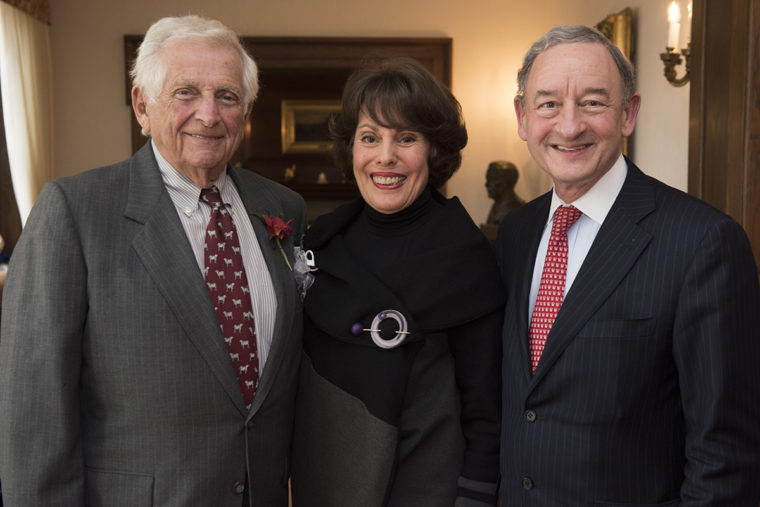 Frank Jacobs (left) and Marylen Mann with Chancellor Wrighton