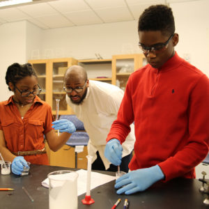 students work in lab