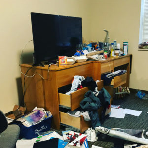 Messy dorm room
