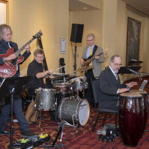Provost Thorp brought his bass guitar and joined the WU musicians at the 2018 Chancellor's Dinner for Graduating Seniors