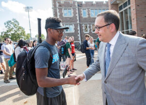 On Sept. 25, 2018, students got the chance to visit with Martin. One of Martin’s top priorities is a commitment to diversity and to excellence, which he says go “hand in hand.” (Photo: Joe Angeles)
