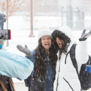 students in snow