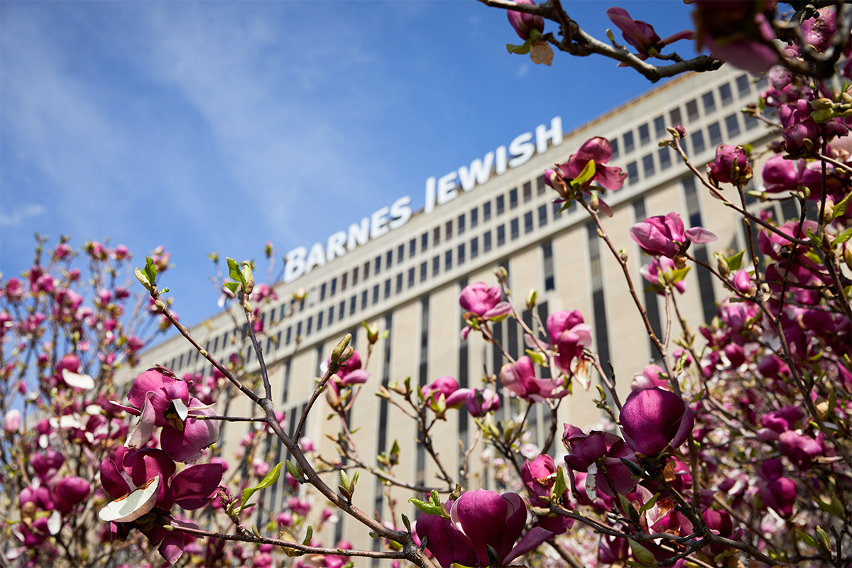 Barnes-Jewish Hospital with flowers