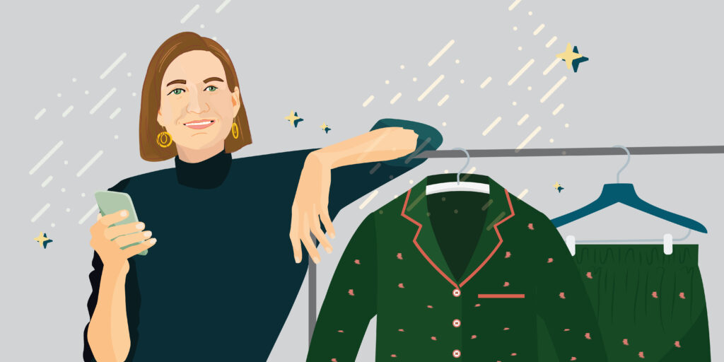 Lori Coulter, MBA ’99, is co-founder of Summersalt Co-founder of Summersalt, a sustainable apparel brand selling swimsuits, loungewear and activewear. (Illustration: Monica Duwel)