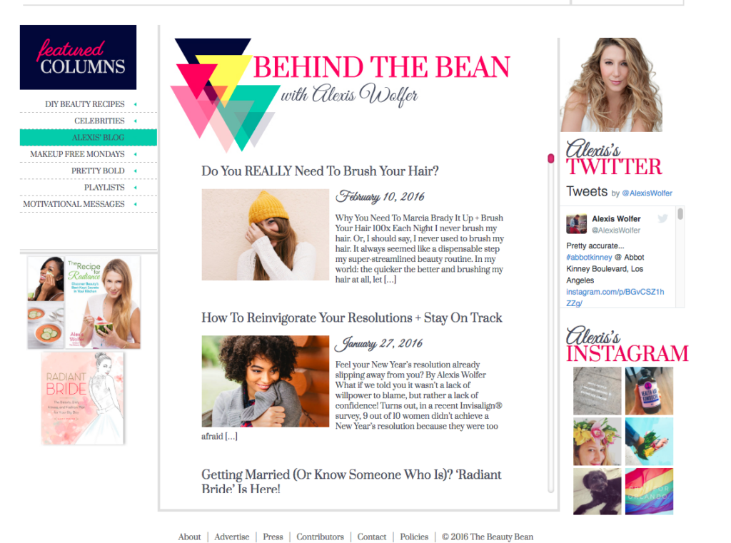 Screen capture of Behind the Bean website