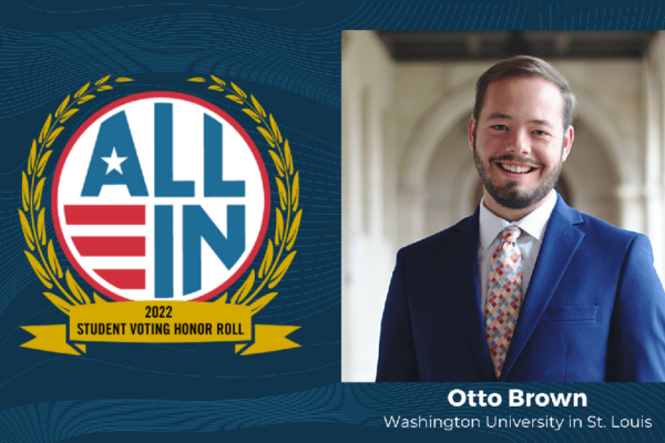 Brown recognized by All In for student voting work